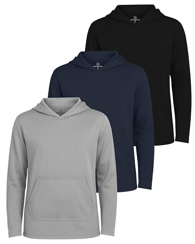 Real Essentials 3 Pack: Boys Hoodies Youth Mesh Long Sleeve Sweatshirts with Pocket for Kids & Teens -Set 11 M (8/10)