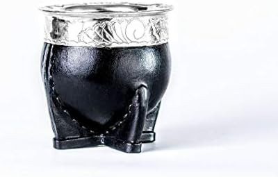 Yerba Mate Ceramic cup, Leather and Alpaca Mate, Mate Imperial - Brown (Black)