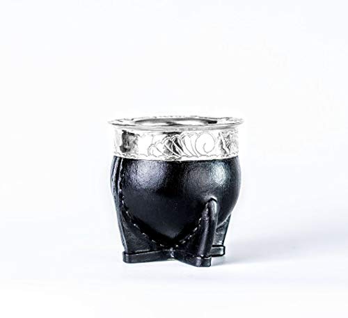 Yerba Mate Ceramic cup, Leather and Alpaca Mate, Mate Imperial - Brown (Black)