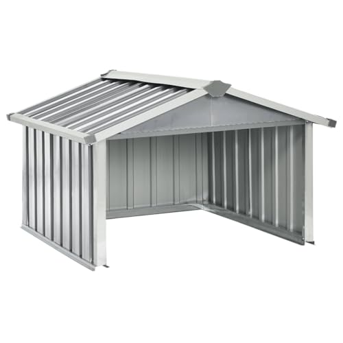 vidaXL Garden Robot Lawnmower Shed Grey | Galvanized Steel Outdoor Storage Solutions Protect Lawn Equipment with Minimalist Design 36.2X38.2X24.8 in Size Sheds Garage Garages Building Buildings