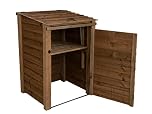 Arbor Garden Solutions Wheelie bin storage pressure treated garden recycling store lid shed outdoor trash cover (Single, With recycling shelf, Brown)