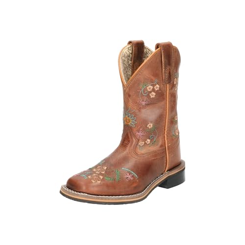 Image of Smoky Children's Kid's Floralie Brown Leather Western Cowboy Boot