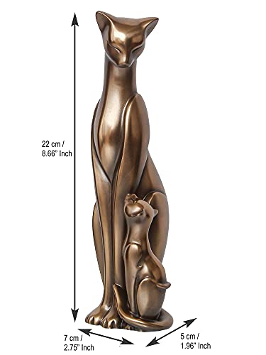 Image of eCraftIndia Handcrafted Polyresin and Bronze Cat and Kitten Statue Animal Figurines Decorative Showpiece for Home, Office, Living Rooms, Bedrooms - Ideal Gift for Cat Lovers, Birthday
