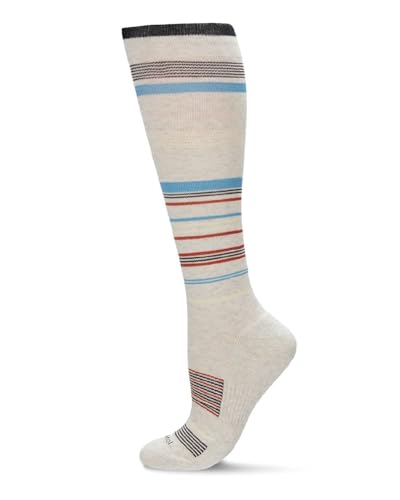Image of MeMoi Wellfit Unisex Multi-Striped Cotton Blend 15-20mmHg Graduated Compression Socks