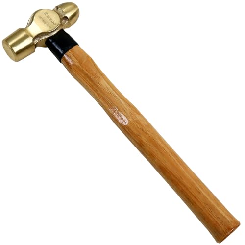 Image of WEDO Brass Ball Peen Hammer 12 oz(3 /4lb), Ball Pein Hammer with Wooden Handle, Length 280mm(11 inch), Die-Forged, Corrosion Resistant, DIN Standard