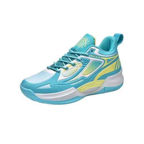 Mens Leather High Top Basketball Shoes Fashion Graffiti Non-Slip Walking Running Tennis Training Volleyball Sneakers (Blue,11)