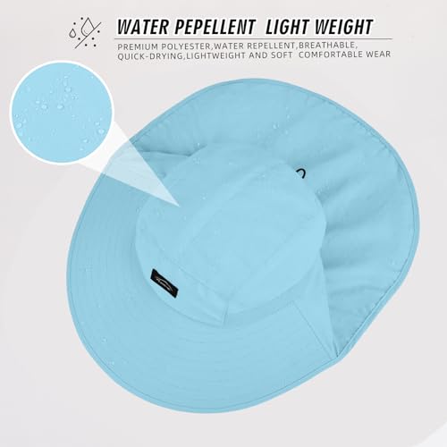 Image of Rosoz Outdoor Sun Hat for Men Women, UPF50+ Protection Safari Cap Wide Brim Mesh Fishing Hat with Neck Flap Beach Garden