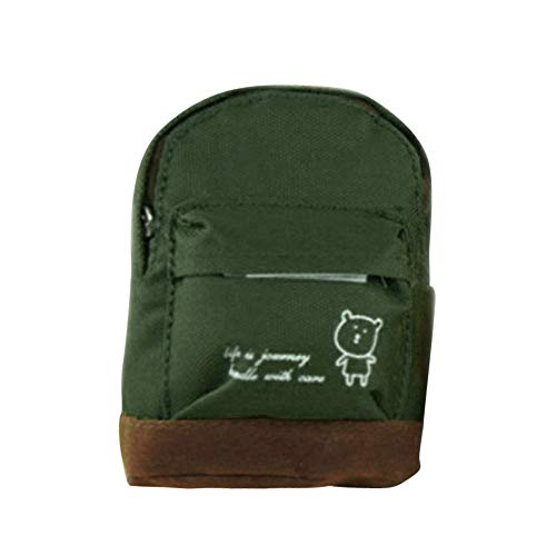 Preisvergleich Produktbild Lukame Mini Schlüsseltasche Etui Leinwand Floral Rucksack Geldbörse Schlüsseletui Münztüte Frauen Mädchen Kinder 8X10cm(Armeegrün)