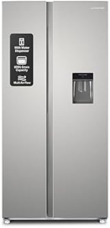 KROME 600Liters Gross,Side by Side Refrigerator with Water Dispenser,Multi Air Flow,Door Alarm,Recessed Handle,No Frost,Electronic Touch Temperature Control,INOX,10Year Compressor Warranty KR-SBS600WM