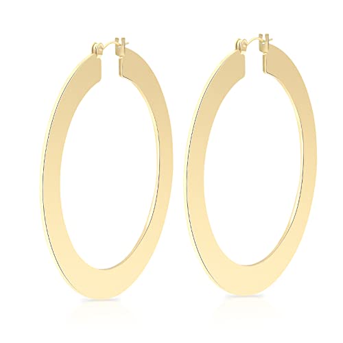 Minimal Bohemian 18K Gold Plated Large Round Hoop Earrings For Women Boho Jewelry Thick Wire (Big Size - 2.32") #TOP29