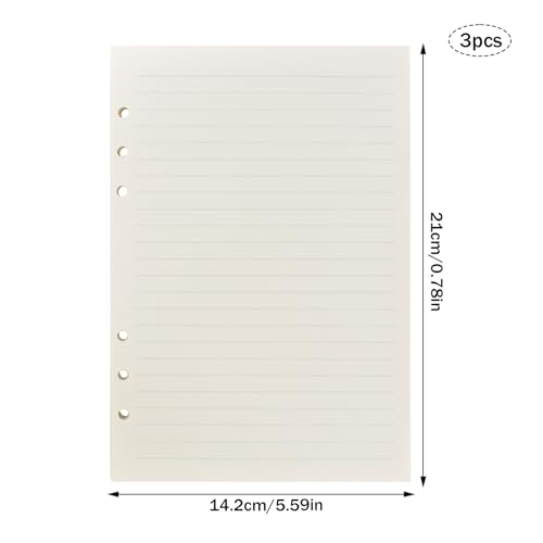 A5 Nachfüllpapier, 3 Packungen 135 Blätter Nachfüllbares Notizpapier, 6 Löcher Nachfülleinlagen Loose Notizpapier, Gepunktet Blanko Liniertem A5 Refill Leeres Papier für A5 Notizbuch (Linie)