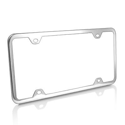 Slim Brushed Stainless Steel 4 Holes License Plate Frame #TOP28