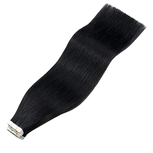 My-Lady Tape In Hair Extensions Human Hair Jet Black Straight Real Remy Hair Invisible Seamless Skin Weft Best Tape For Women 14 Inch 20Pcs 40G #TOP4