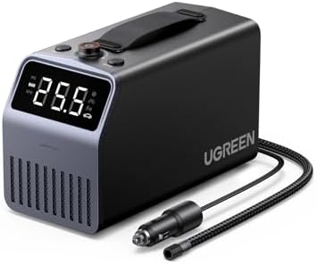 UGREEN Portable Tire Inflator Air Compressor, Fast 1-Min Inflation Car Tire Pump with LED Screen, 4500mAh Battery, Preset Pressure & Auto Stop, for Car, Motorcycle, Bike & Ball