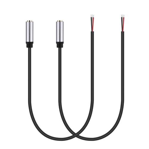 HIEbee 2-Pack Ersatz 3.5mm Buchse zu Bare Wire Open End TRS 3 Pole Stereo 1/8' 3.5mm Jack Stecker Stecker Stecker Audio Kabel f&uuml;r Kopfh&ouml;rer Kopfh&ouml;rer Kabel Reparatu