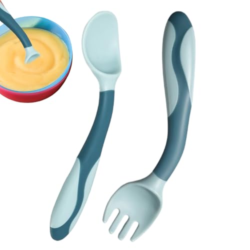 Juego De Cubiertos Para Bebé - Cuchara Y Tenedor Para Alimentación | Juego De Cubiertos Para Niños Y Niñas Comida Sólida Guardería