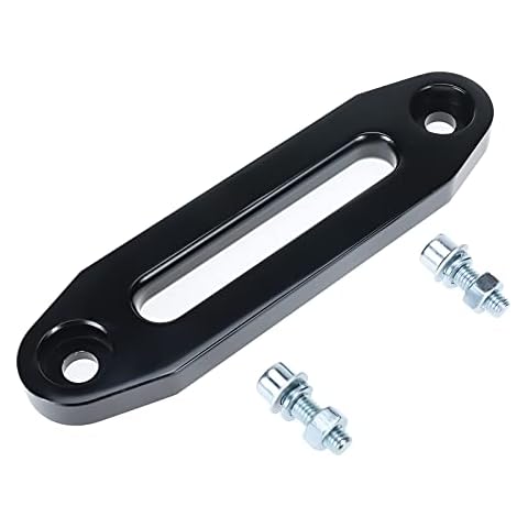 LuckyHigh 6" (150mm) Mount Billet Aluminum Hawse Fairlead with Screws Hardware for 3500-5500 LBS Synthetic Winch Rope, Black Color Cover