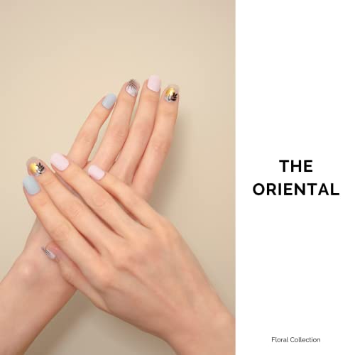 Nailog Semi Cured Gel Nail Strips, 34 Pcs Salon-Quality Gel Nail Stickers, Long Lasting Nail Wraps For Women With Soft Gel Finish | The Oriental #TOP1