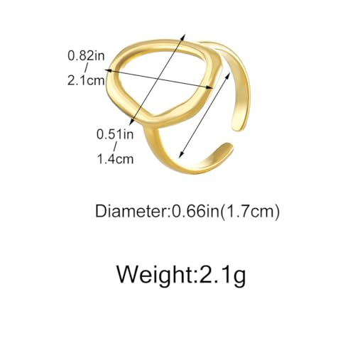 GIGB PBDK Chunky Gold Rings Oval Circle Ring for Women Trendy Chunky Round Open 14k Gold Silver Statement Ring Dainty Simple Minimalist Promise Rings3