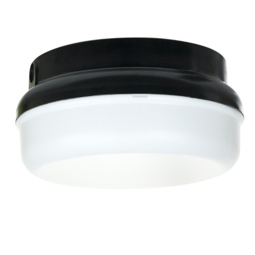 Sunlite 49008-SU LFX/DOD/PTR/BK/WH/40K Decorative Outdoor LED Protek Round Polycarbonate Fixture, Black Finish, White Lens