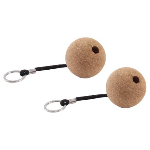 Huba Lot de 2 porte-clés flottants en liège et bois de 53 mm, accessoires pour la navigation de plaisance, la pêche, le kayak et autres sports nautiques.