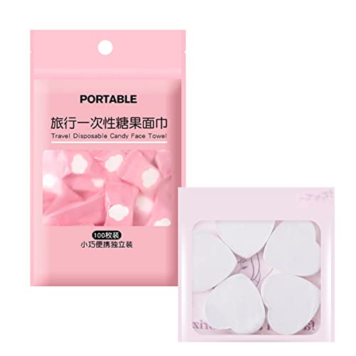 minkissy 105個心形ポータブル圧縮フェイスタオル 一使い捨てミニタオル 旅