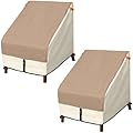 Porch Shield Patio Chair Covers - Waterproof Outdoor Lounge Deep Seat Lawn Chair Cover 2 Pack - 30W x 33D x 34H inch, Light Tan & Khaki