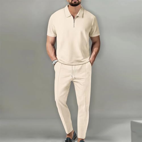 Men’s Polo Shirt & Jogger Pants Set Summer Casual Breathable Two-Piece Streetwear2