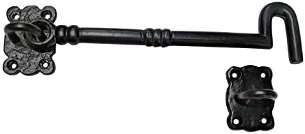 Adonai Hardware "Darkon Black Antique Iron Cabin Hook (8" x 1pack, Black Powder Coated)