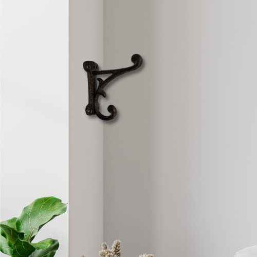 Comfy Hour 4" Cast Iron Single Coat Hook Key Hook Clothes Rack Wall Hanger - Heavy Duty, Recycled, Decorative Gift Idea, Brown, Antique & Vintage Collection #TOP2