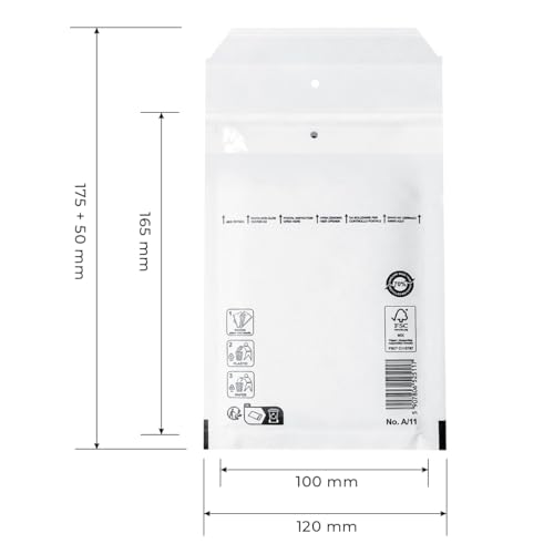 Switory 25stk Luftpolsterumschläge Polsterumschlag Versandtaschen A1(120 x 175 mm) 11/A, Weiß Luftpolstertaschen geeignet für DIN A6, Versandverpackung mit Selbstklebeverschluss