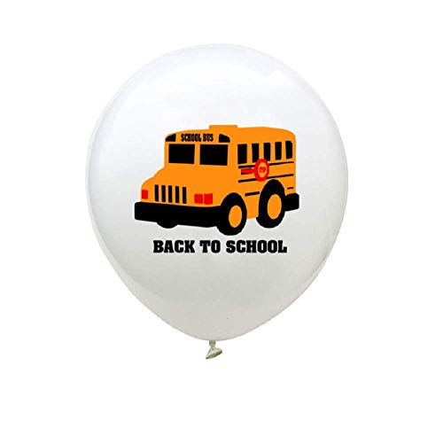 15Pcs Latex Balloons School Bus Vehicle Printing Balloons Confetti Balloons For Kids Birthday Party Favors - Champagne #TOP2