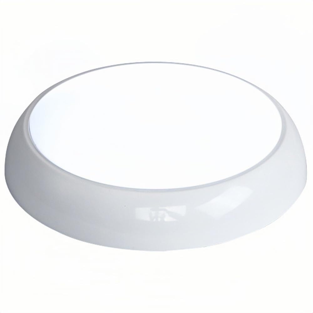 LUOYAOB Modern and Minimalism White Round Ceiling Lights ABS Base Flush Mount Ceiling Lamps PC Shade Three-Color Mode Ceiling Light Fixture for Bedroom Living Room Hallway(27cm/10.6in)