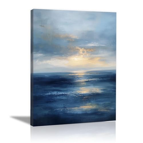Impression sur toile paysage marin abstrait WODJEM tableau encadré 40x60cm