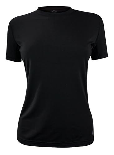 HEAT HOLDERS Damen Thermo T Shirt Kurzarm Warm Outdoor Unterwäsche, Innenfleece Weich Winter Unterhemd (L, Schwarz)