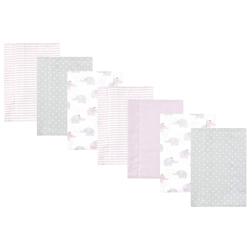 Image of Luvable Friends Hudson Baby Flannel Burp Cloths 7pk, Purple Elephants