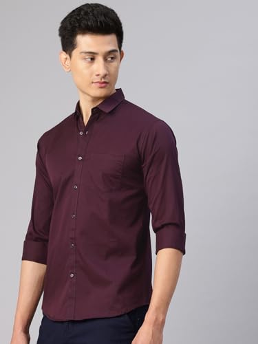 Image of Majestic Man Men's Cotton Slim Fit Solid Casual Shirt