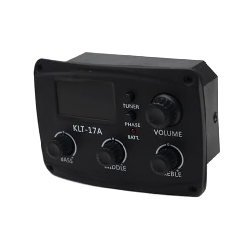 XSQKUYN Pastillas para Acústica Preamplificador Ecualizador para Guitarra Acústica De 70 X 48 Mm con Afinador De Procesamiento Digital Ecualizador De 3 Bandas con Afinador Y Pastilla De Guitarra