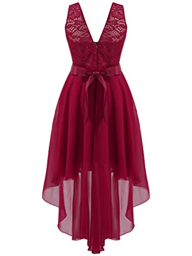 Kids Big Girls Floral Lace High Low Flower Girl Wedding Bridesmaid Birthday Party Dress Sleeveless2