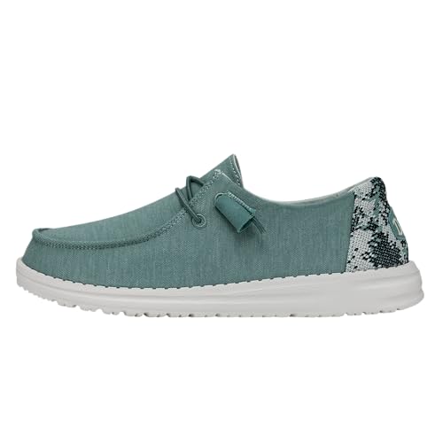 Image of HEYDUDE Women's Wendy Stretch Fleece Sea Blue Size 7 | Women's Shoes | Women's Slip On Shoes | Comfortable & Light-Weight