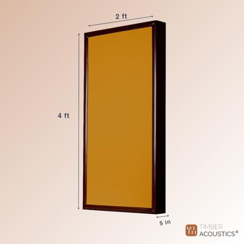 Image of Timber Acoustics Soundproofing Wooden Frame Acoustic Panels, Rockwool Safe 'n' Silent Pro. (WALNUT) [SET OF 3] (Yellow, 2'X4'X5 inch)