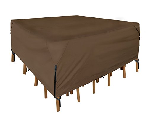 Leader Accessories 600D PVC 100% impermeable cuadrado y redondo juego de mesa de patio y silla tamaño L 96 pulgadas de largo x 96 pulgadas de ancho x 32 pulgadas de alto.