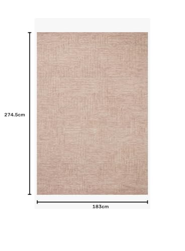Image of Modern Pattern Wool Carpet with Loop Texture Yarn Anti Shedding Carpet Size 6x9 Feet B5 Pink Color