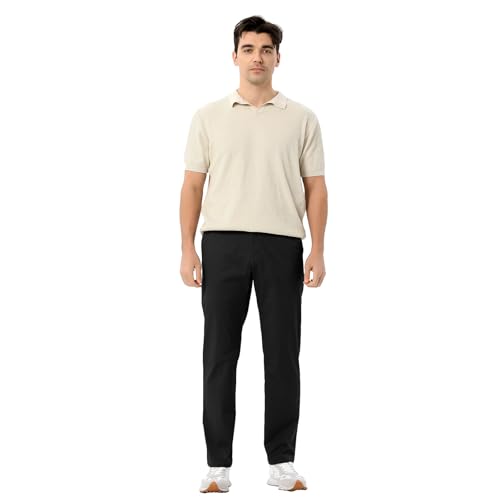 Men's Casual Pants Classic Fit Drawstring Elastic Waist Lightweight Khaki Pants Chino Dress Pants with Pockets4