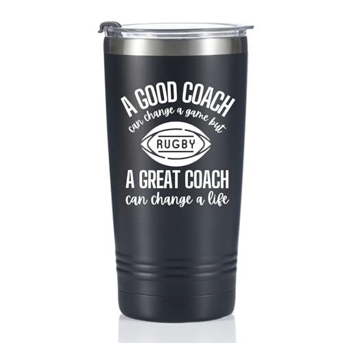 Onebttl Rugby Gifts, Rugby Coach Gifts for Men, 20 oz Travel Tumbler with Lid and Straw, Gift Box and Card Included, Great Coach