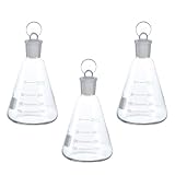 Zerodeko 3 Stück Erlenmeyerkolben aus Verdicktem Glas 250 Ml mit Glasstopfen Geruchloser Labor Kolben für Schulexperimente und Laborbedarf