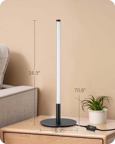 EDISHINE Upgraded LED Table Lamp, Stepless Dimmable Bedside Lamp with 3 Color Temperature, Modern Nightstand Lamp, Desk Lamp for Bedroom, Living Room, Corner, Gift, Metal Finish, Black, 6W