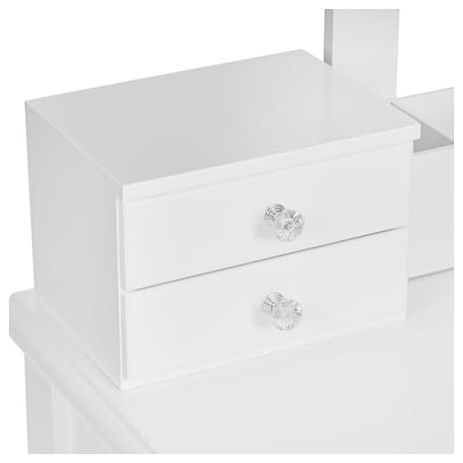 ANWBROAD Sminkbord sminkbord sminkbord sminkbord sminkbord stor ramlös spegel dämpad pall set stora 7 lådor 3 avdelare avtagbar organiserare för sovrum smink smycken förvaring set vit BDT03W
