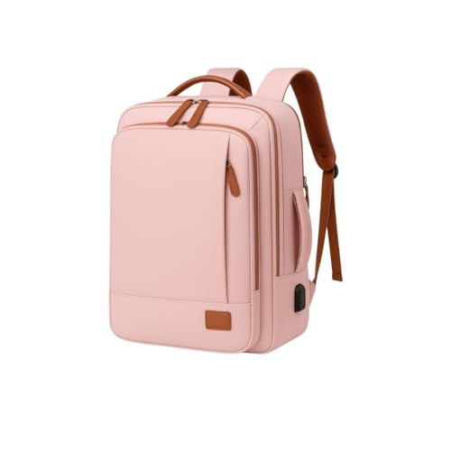 Mochila de Viagem Grande 40L para Notebook até 15,6 Expansível à Prova d’Água com USB Masculina e Feminina Aprovada por Companhias Aérea (Rosa)