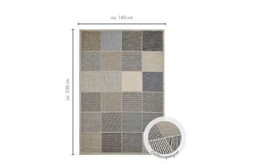 andiamo In- & Outdoor Teppich wetterfest und wasserdurchlässig Flachgewebe Kurzfloor 160 x 230 cm Beige-blau